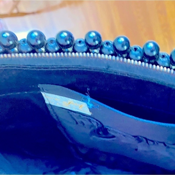 Vintage Mid Century MOD Authentic Bead Bag Formal Large Black Bag by Josef Japan - Picture 6 of 13